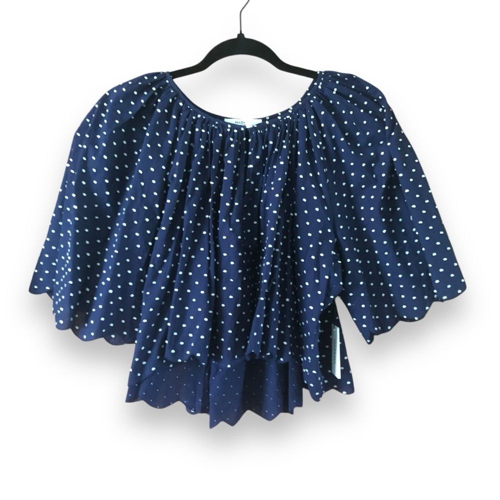 Marysia Resort Moonstone Top Polka Dot Blue White NWT Size Small Preppy Feminine